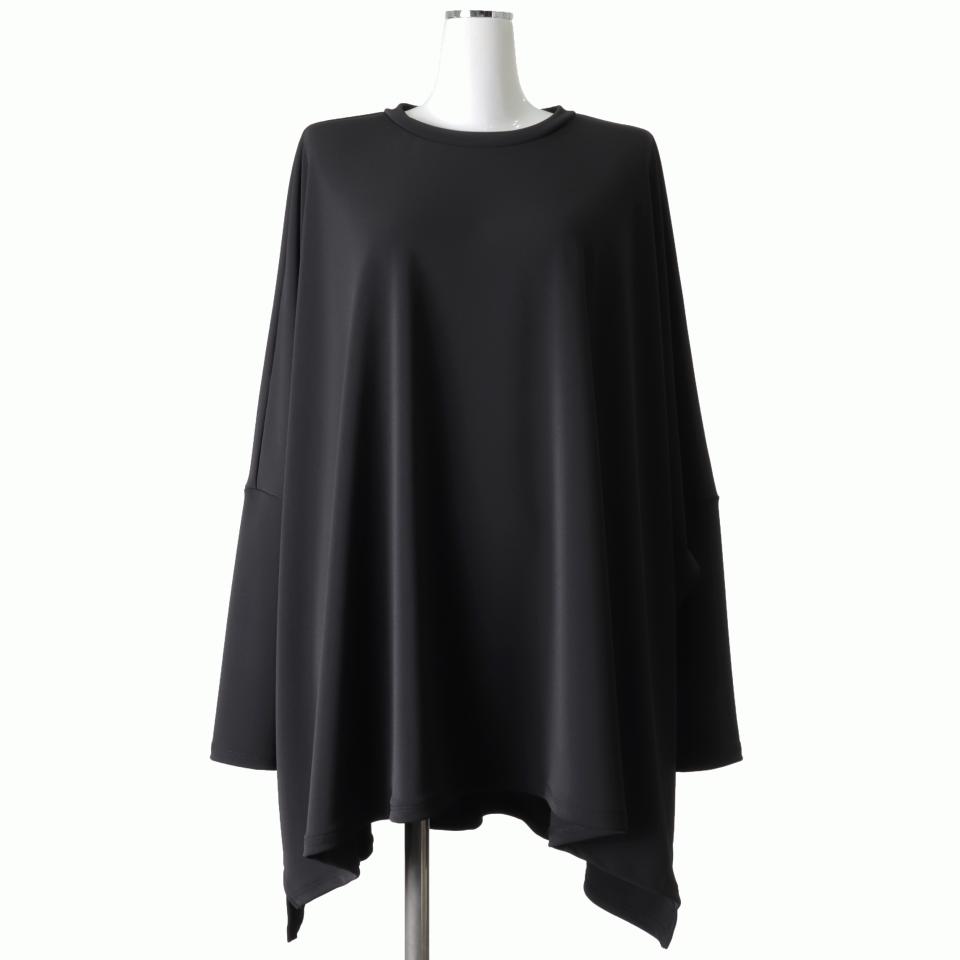 crew neck wide tunic　BLACK