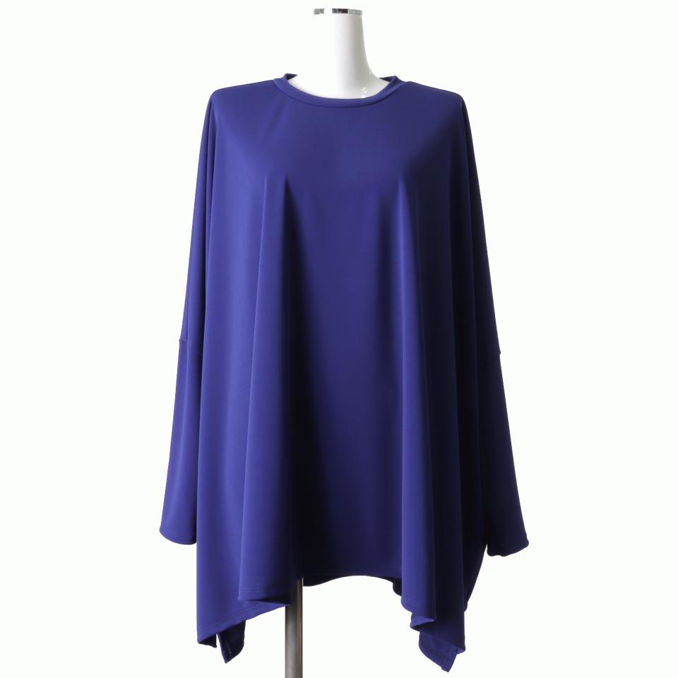 crew neck wide tunic　BLUE