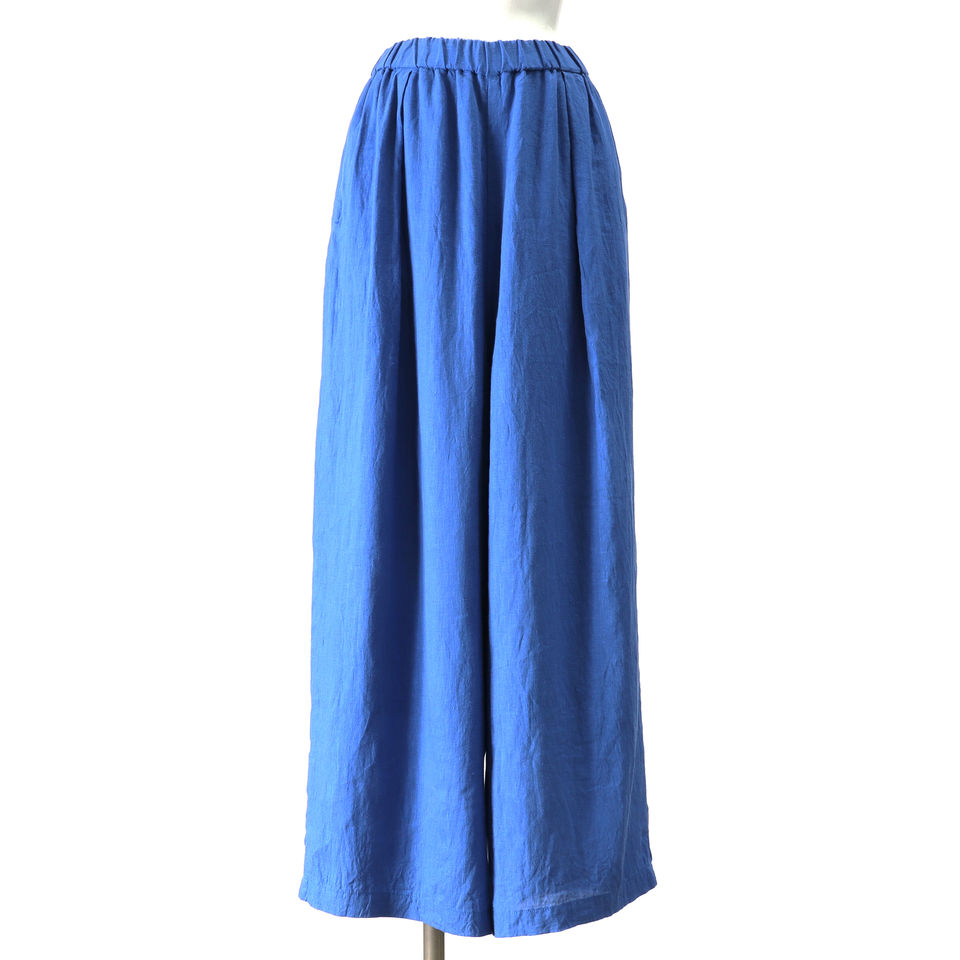 linen tucked wide leg PT　BLUE