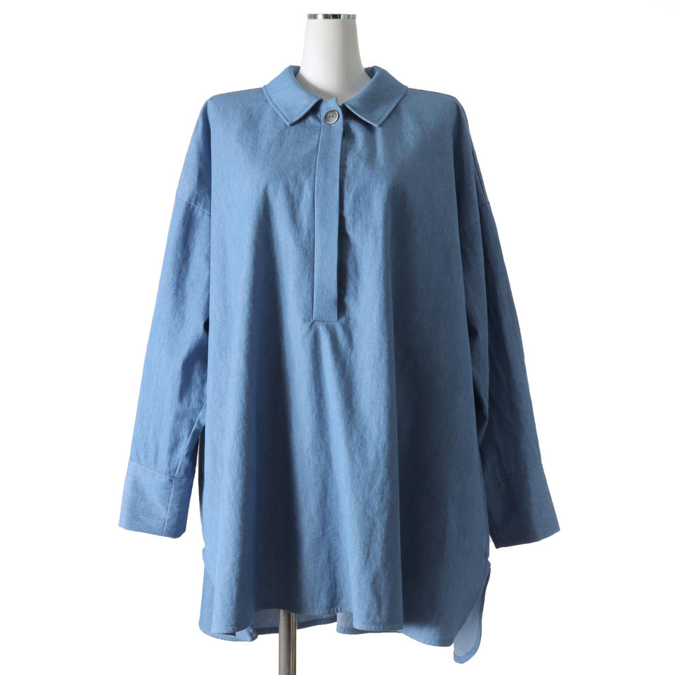 denim wide tunic shirt　L.BLUE