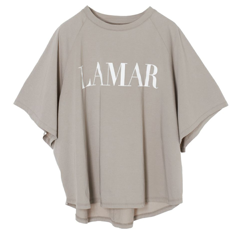 "LAMAR"ロゴヘムラウンドラグランT-shirts　GREIGE
