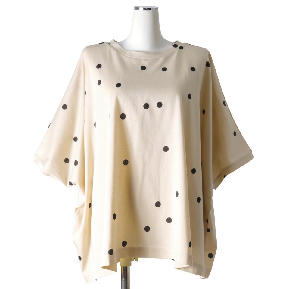 dots print wide P/O　BEIGE