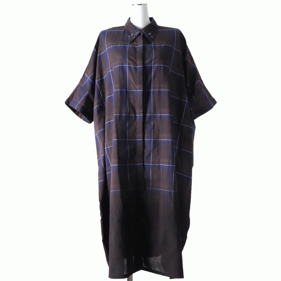 MIDIUMISOLID gradation dyed check shirt OP　NAVY