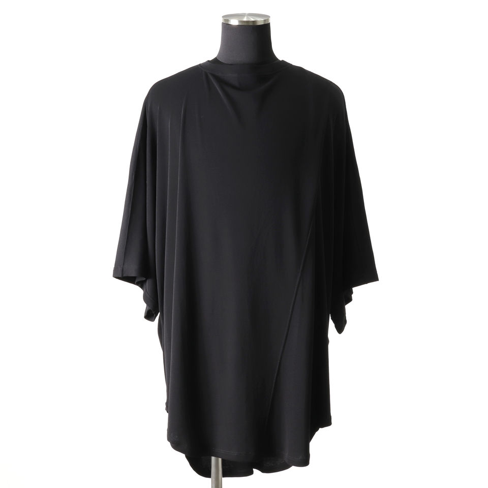 DRAPED COLLAR OVERSIZED T-SHIRT　BLACK