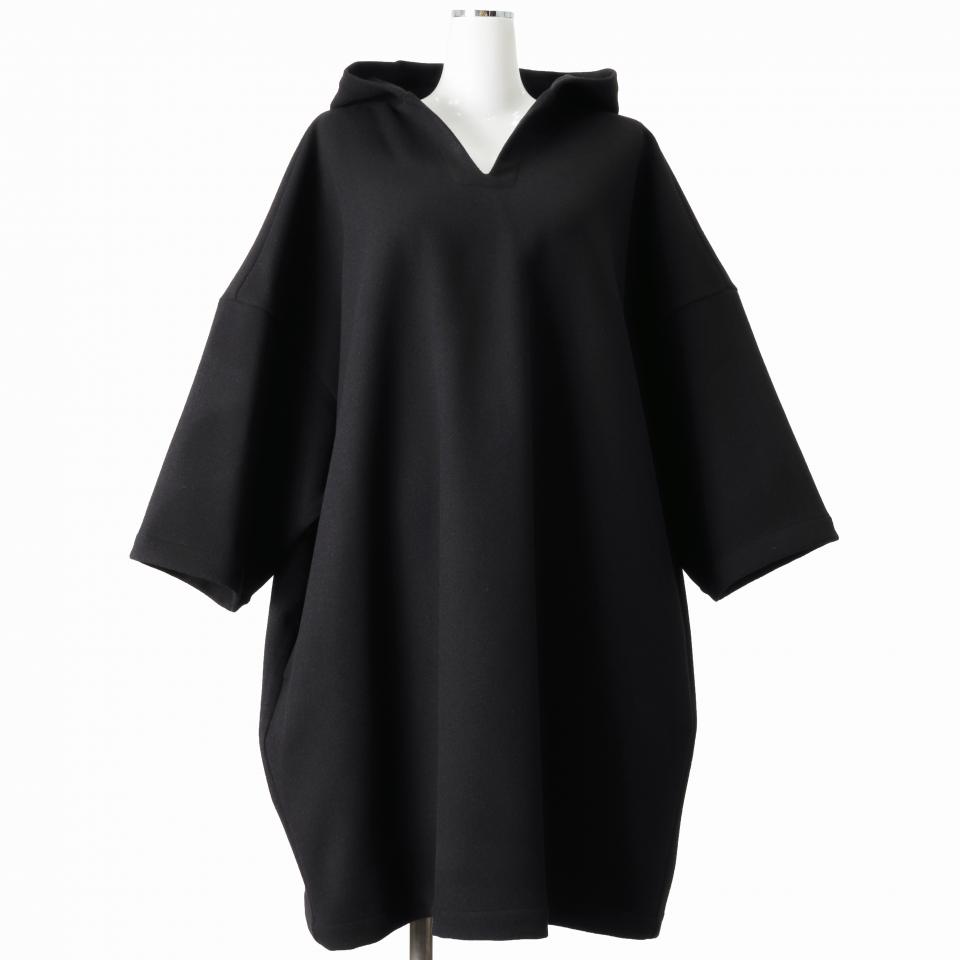 hooded wide tunic　BLACK