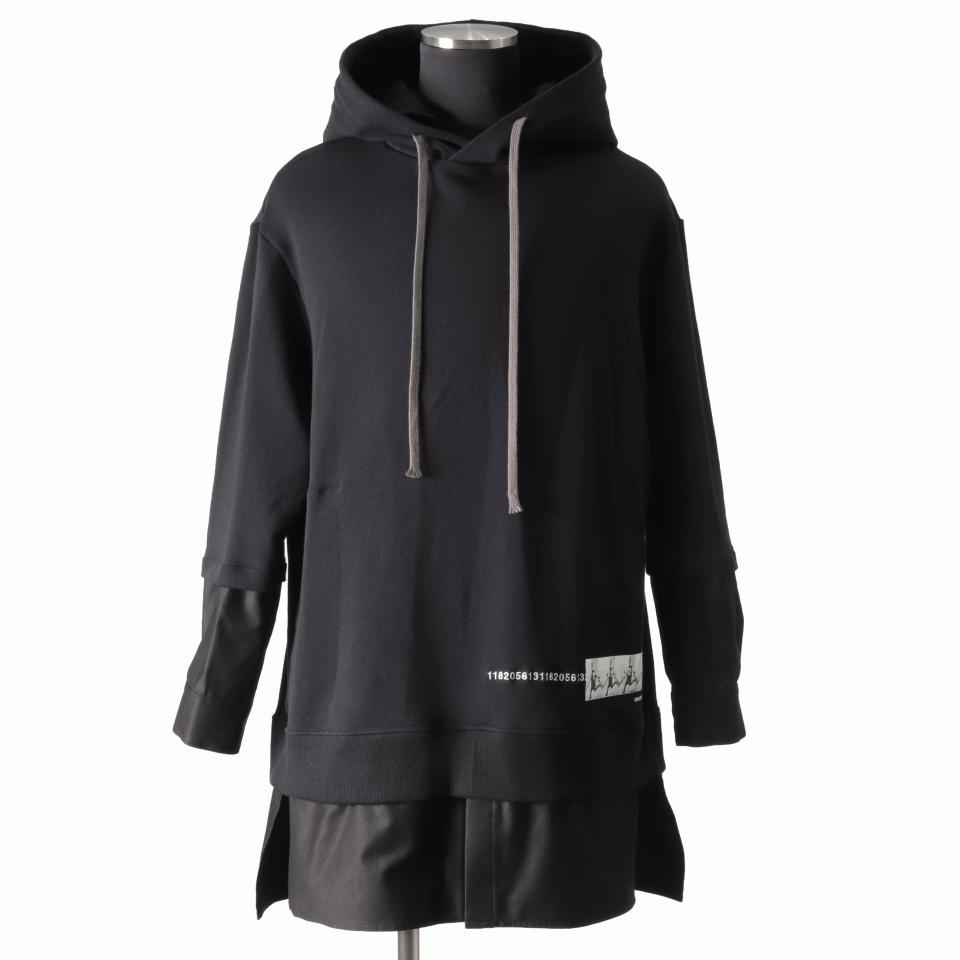 Layered Hoodie Pullover　BLACK