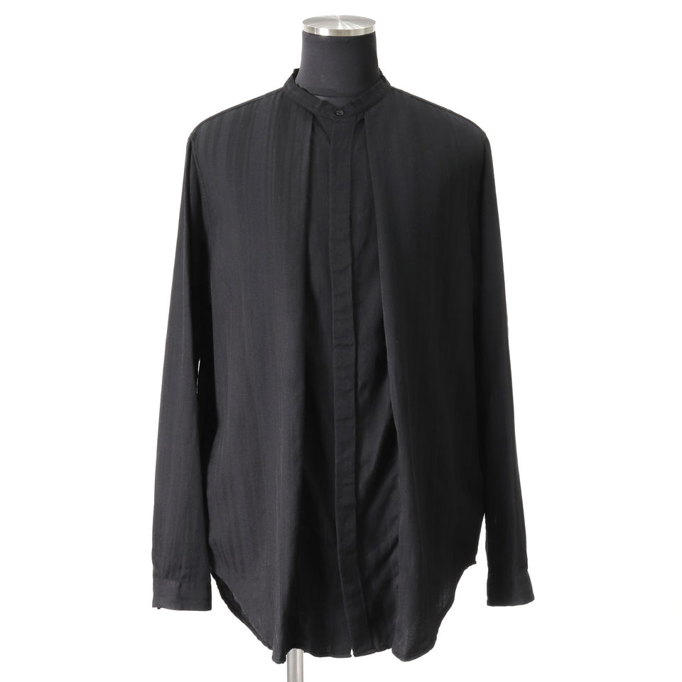 STAND COLLAR STRIPE SHIRT　BLACK