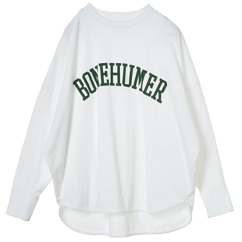 "BONEHUMER"ロゴハイゲージ裏毛プルオーバー　OFF WHITE