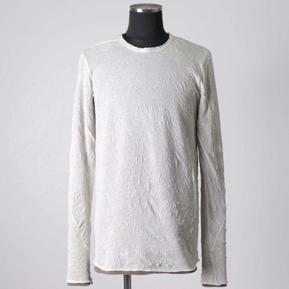 Gauze Washer Crew Neck Layered Bomber Heat Top　IVORY