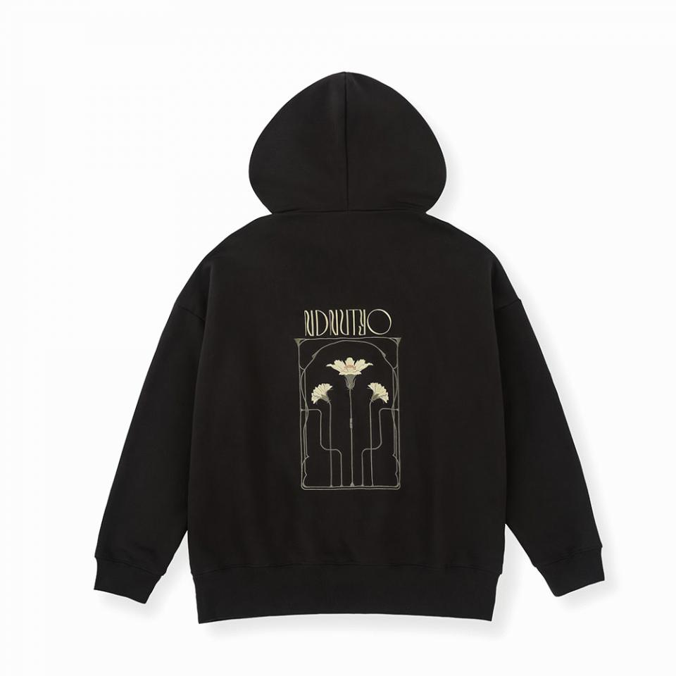 EMBROIDERY FLOWER HOODIE　USED BLACK