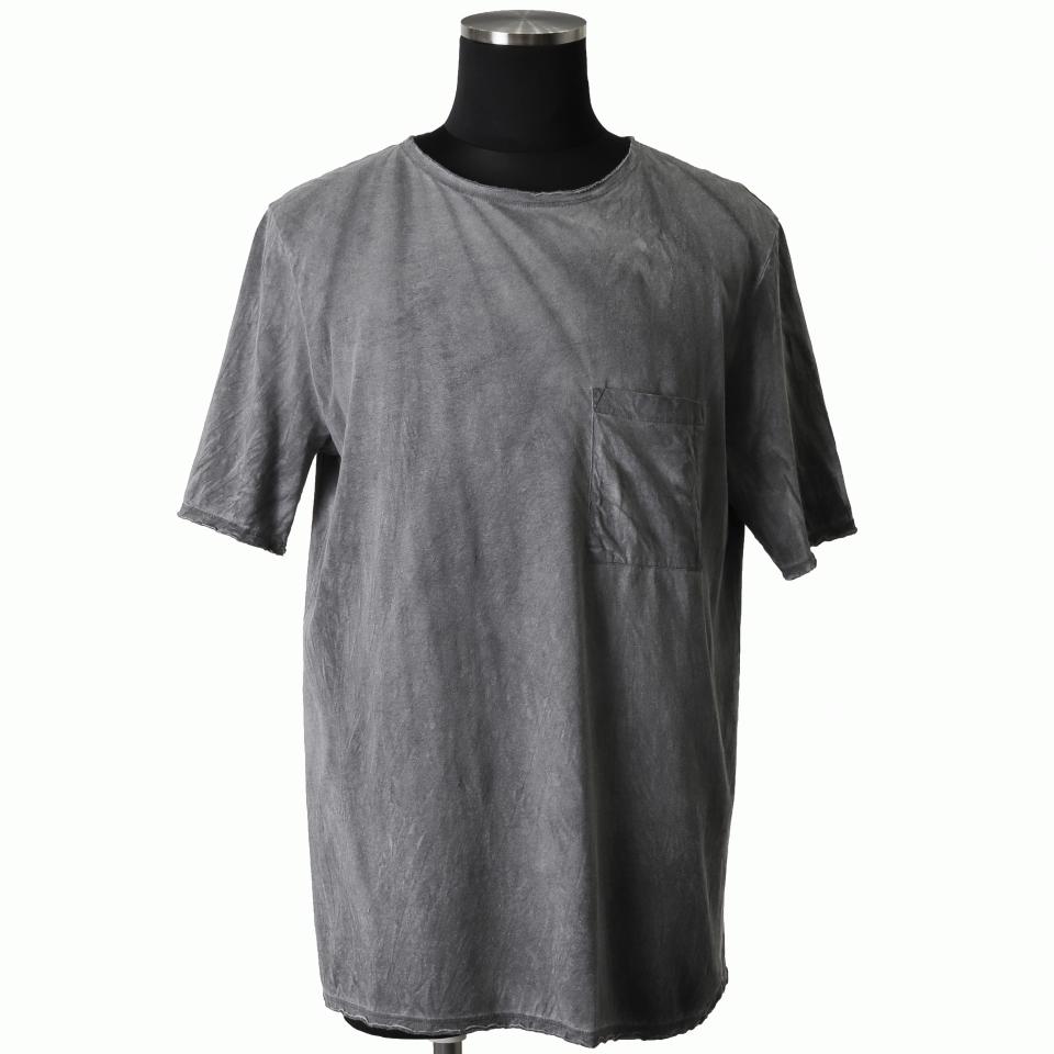 OVERSIZE T-SHIRT WITH POCKET SHORT SL　HAND DYE GREY