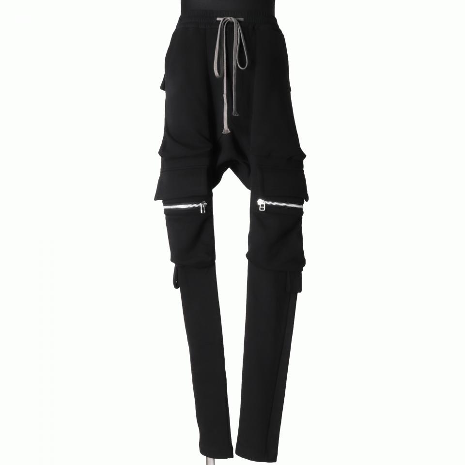 Side Zip Sweat Sarrouel Skinny　BLACK