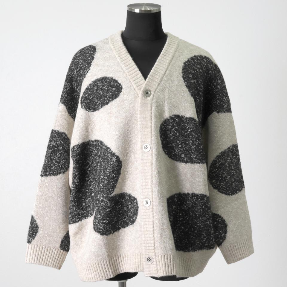 Polka Pattern Knit Cardigan　BG×GY