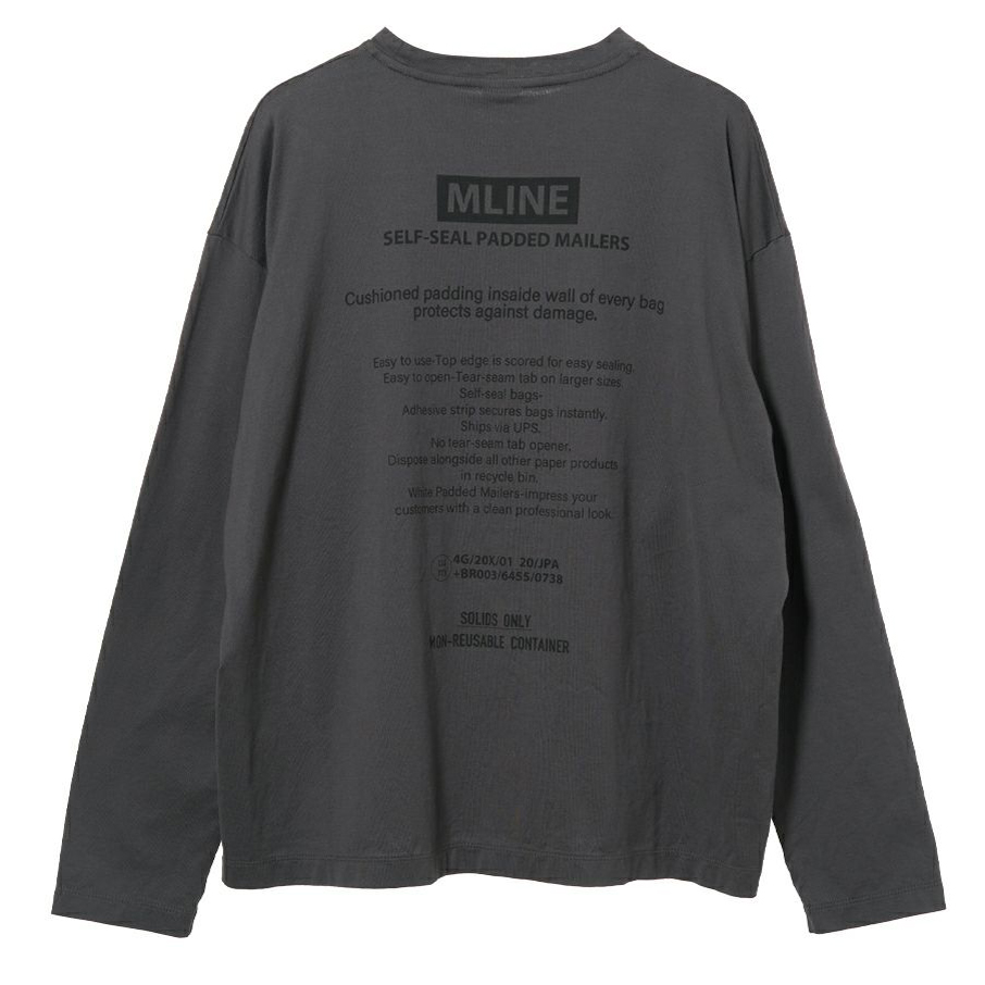 "MLINE"バックロゴプリントロングスリーブT-shirts　CHARCOAL