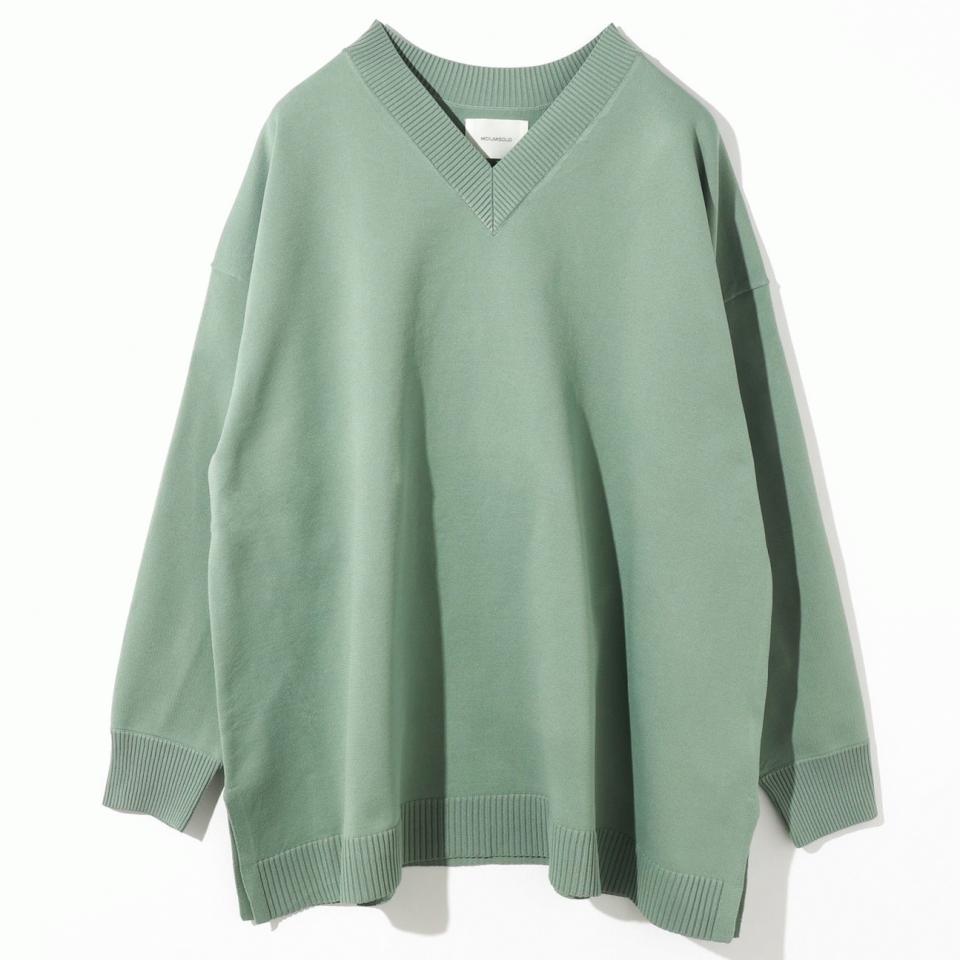 MIDIUMISOLID for Ladies Vネックワイドチュニック　GREEN