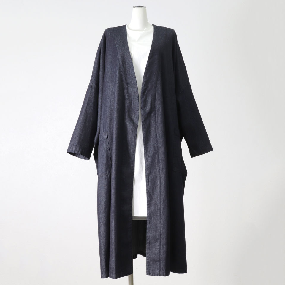 denim wide coat　ONE WASH