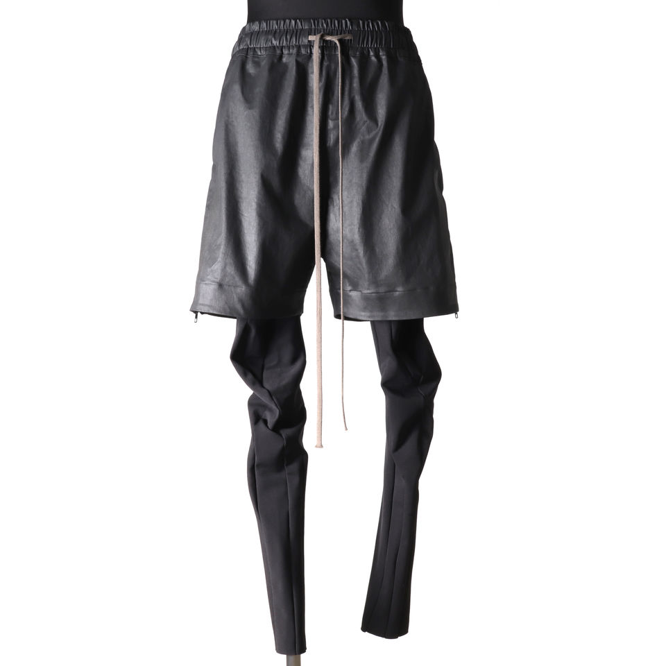 Coated Stretch Layered Shorts Long Pants　BLACK　arco LIMITED EDITION