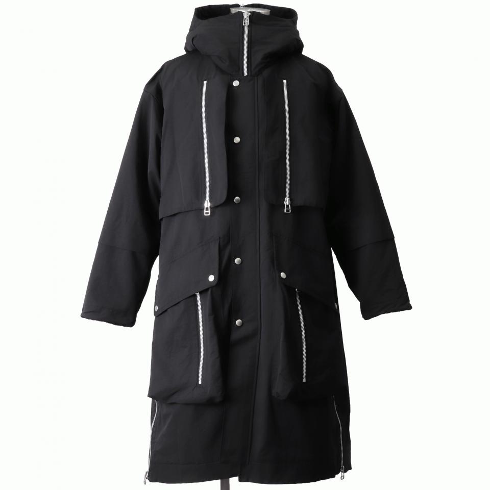 Teddy Fleece Lining Zip Hoodie Coat　BLACK