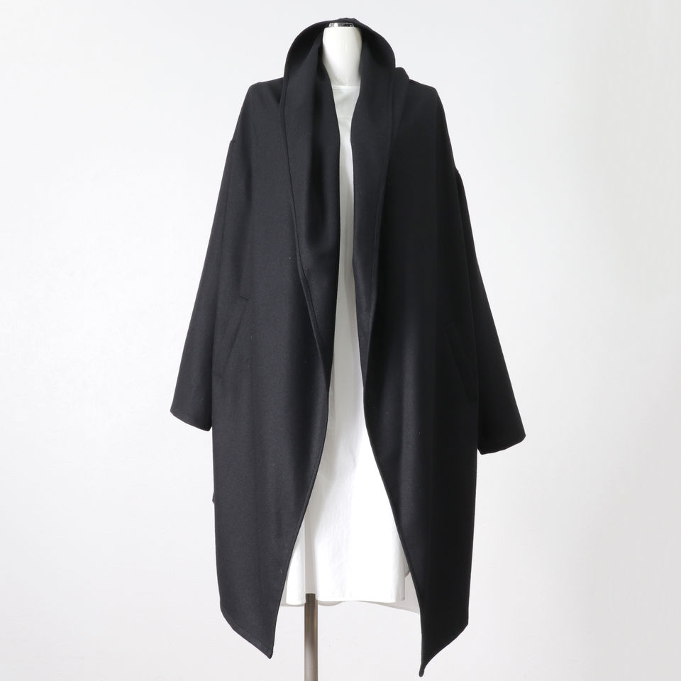 wool drape long C/D　BLACK