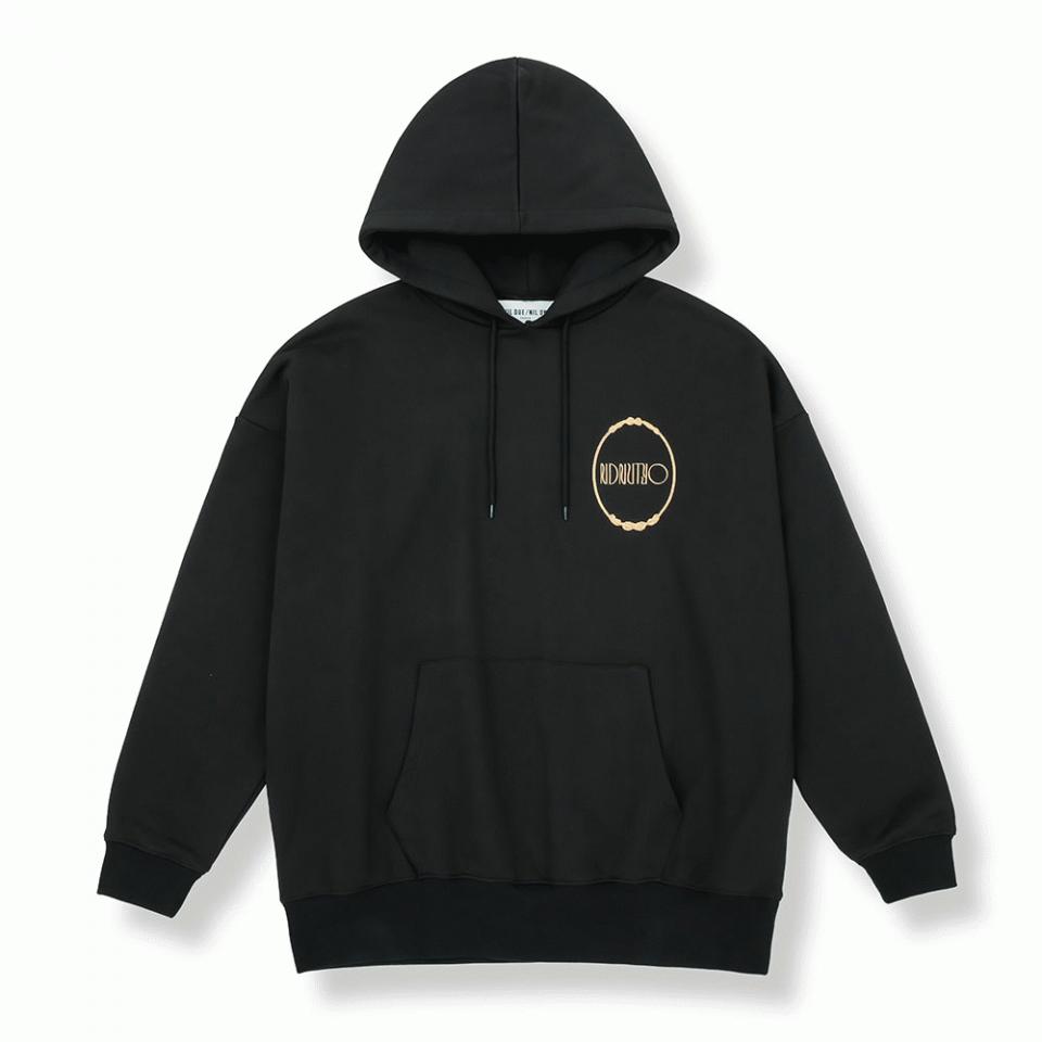 EMBROIDERY MIRROR HOODIE　USED BLACK