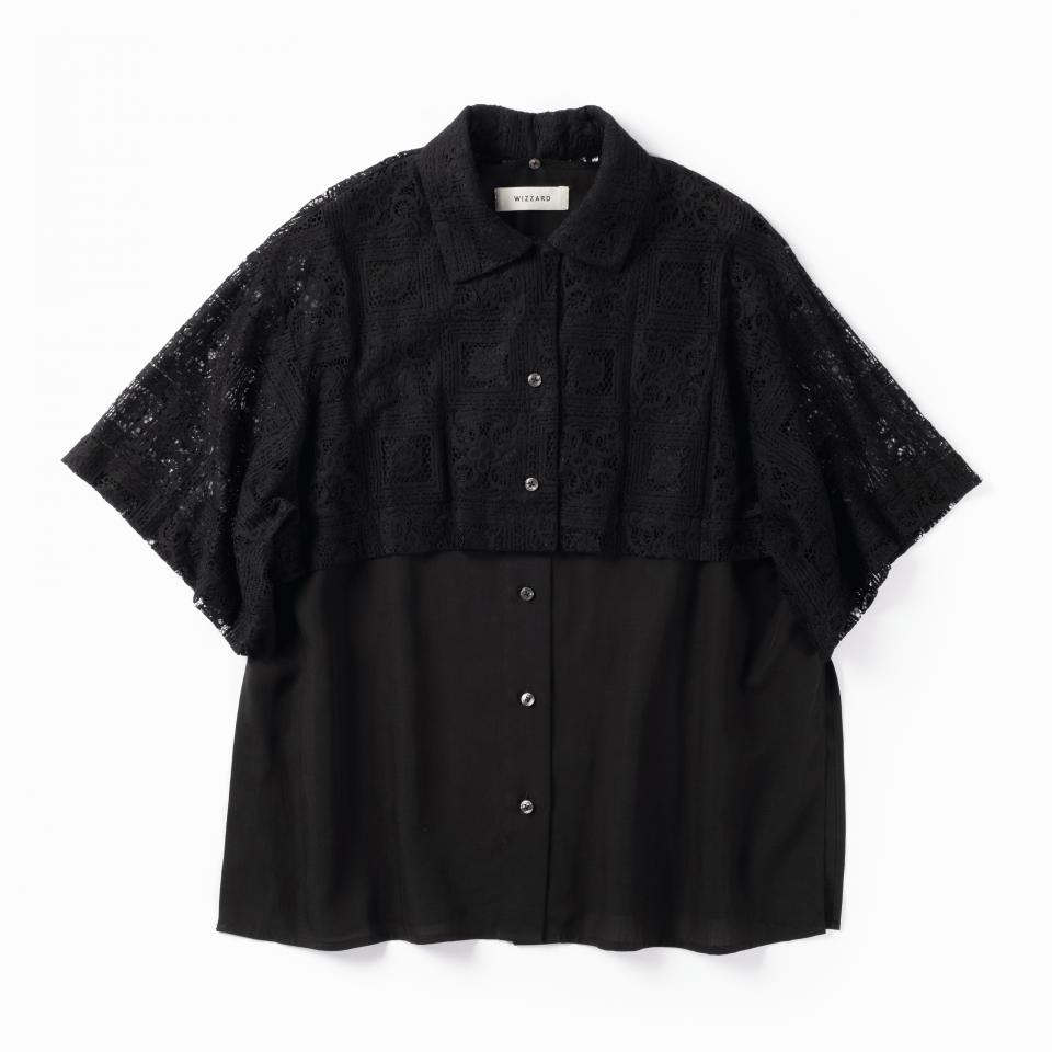 LAYERED LACE SHIRT　BLACK×BLACK