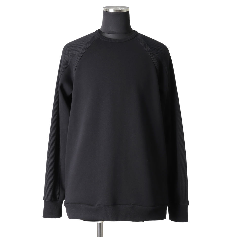 Waffle Combi Raglan Top　BLACK