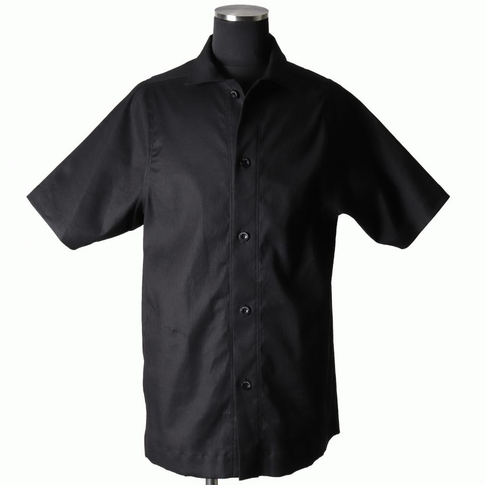 Stretch Linen Half Sleeve Shirts　BLACK