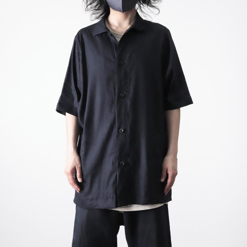 Stretch Linen Half Sleeve Shirts　NAVY