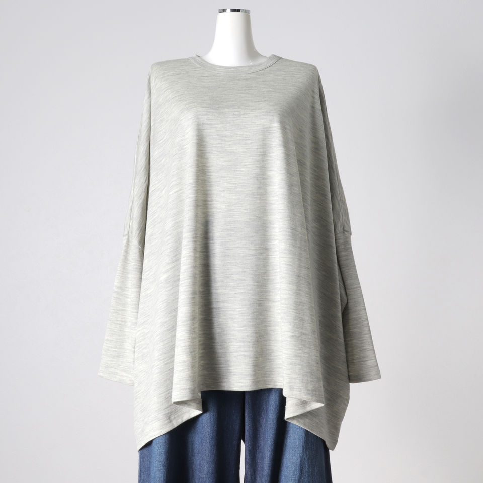 crew neck wide tunic　L.GRAY