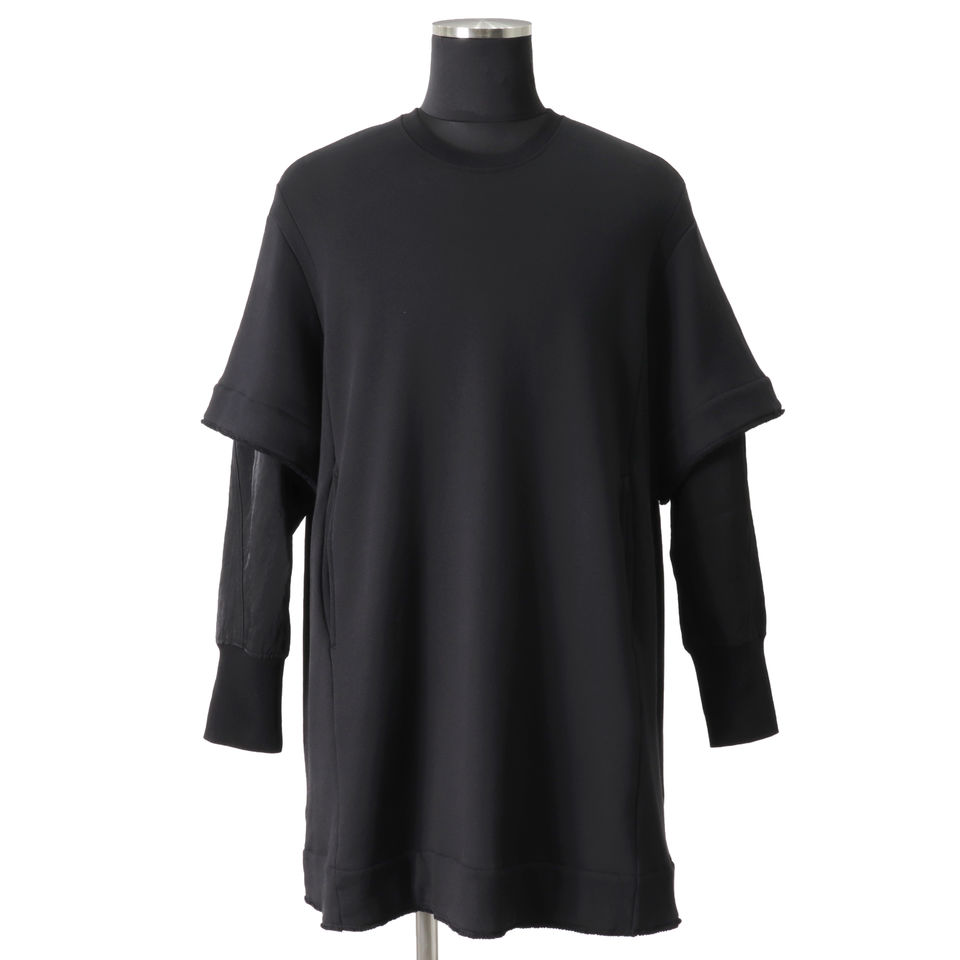 LAYERED SLEEVE PULLOVER　BLACK