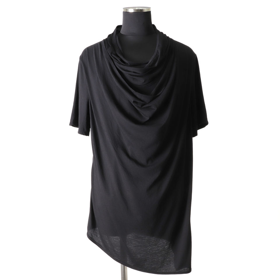 LAYERED DRAPE NECK T-SHIRT　BLACK