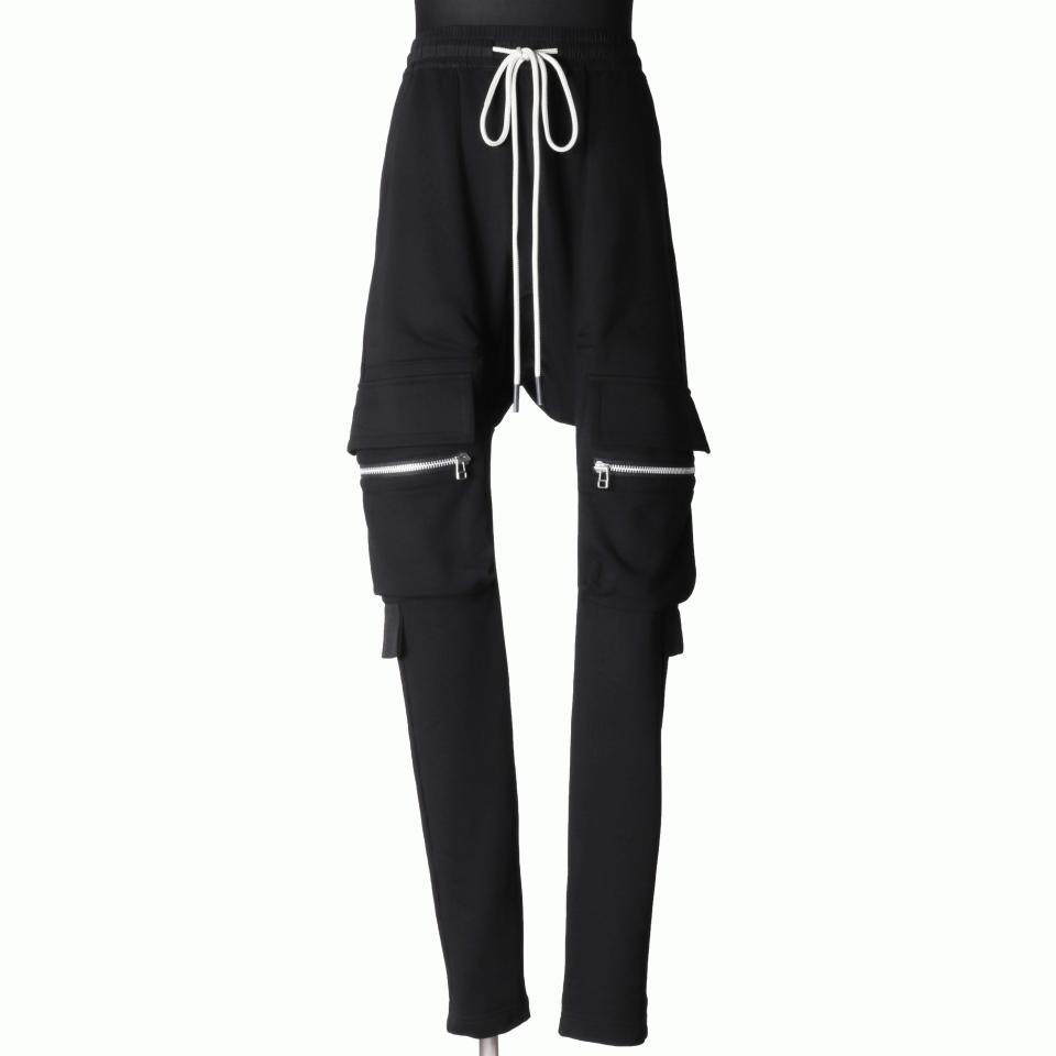 Sweat Side Zip Sarrouel Pants　BLACK
