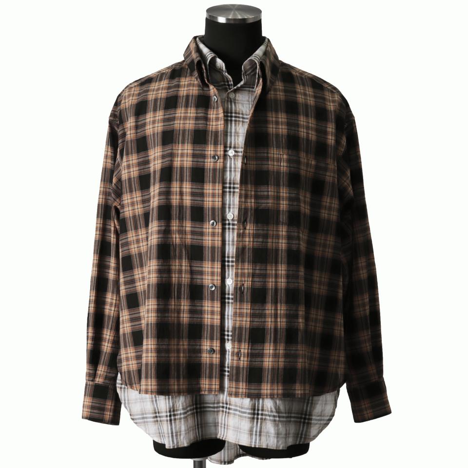 LAYERED DOCKING SHIRT　BROWN CHECK