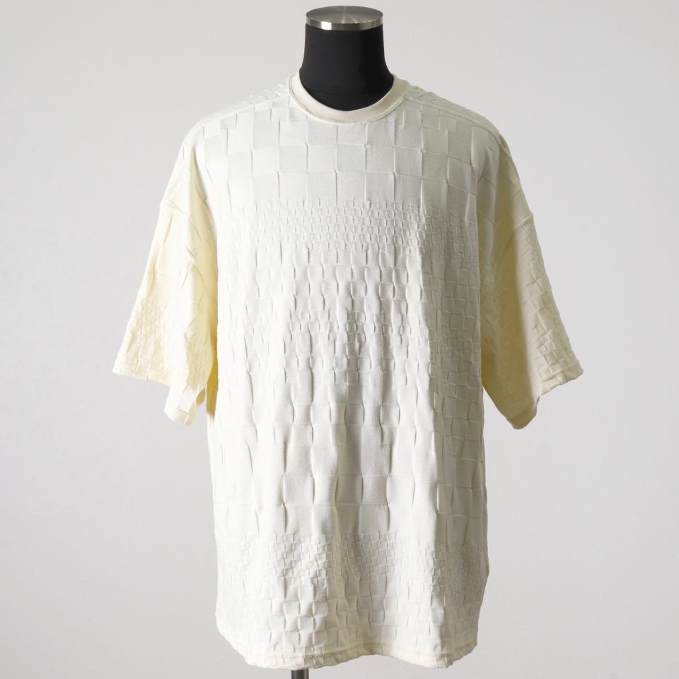 Gradient Plaid Pattern Jumbo Tee　CREAM