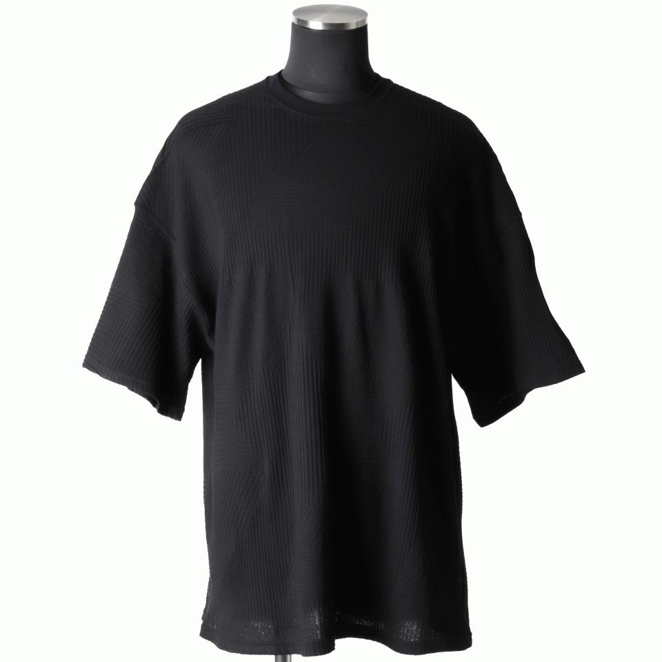 Deformed Stripe Pattern Jumbo Tee　BLACK