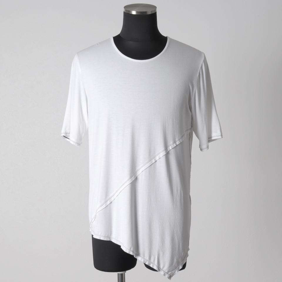 レーヨンベア天竺 アシンメトリーTシャツ　WHITE