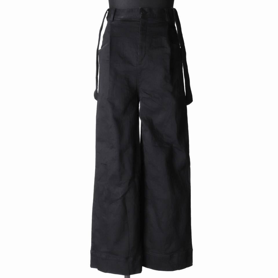 ストレッチデニム サスペンダー付きワイドパンツ　BLACK