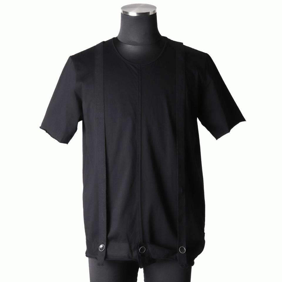 コットン天竺 サスペンダー付きTシャツ BLACK×BLACK