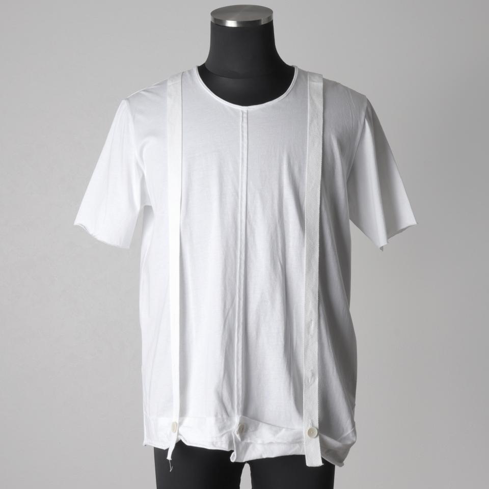 コットン天竺 サスペンダー付きTシャツ WHITE×WHITE
