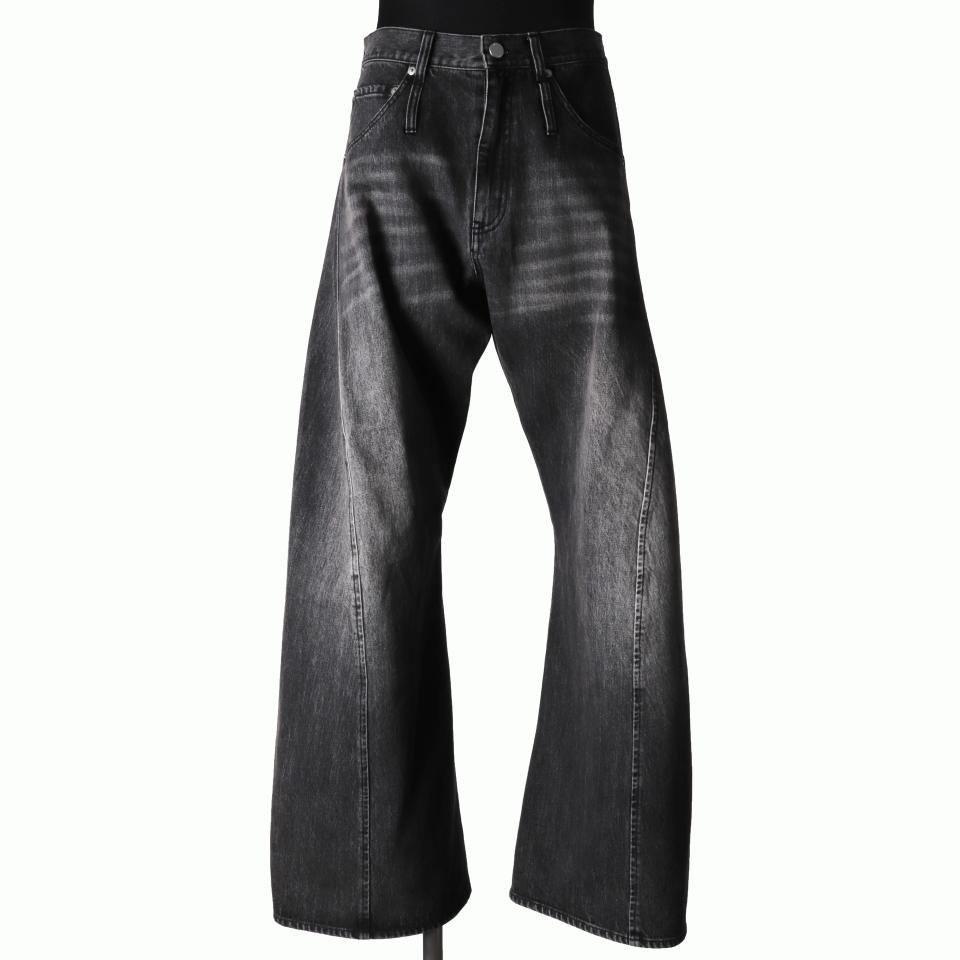 TWIST FLARE 3D DENIM PANTS FADE BLACK