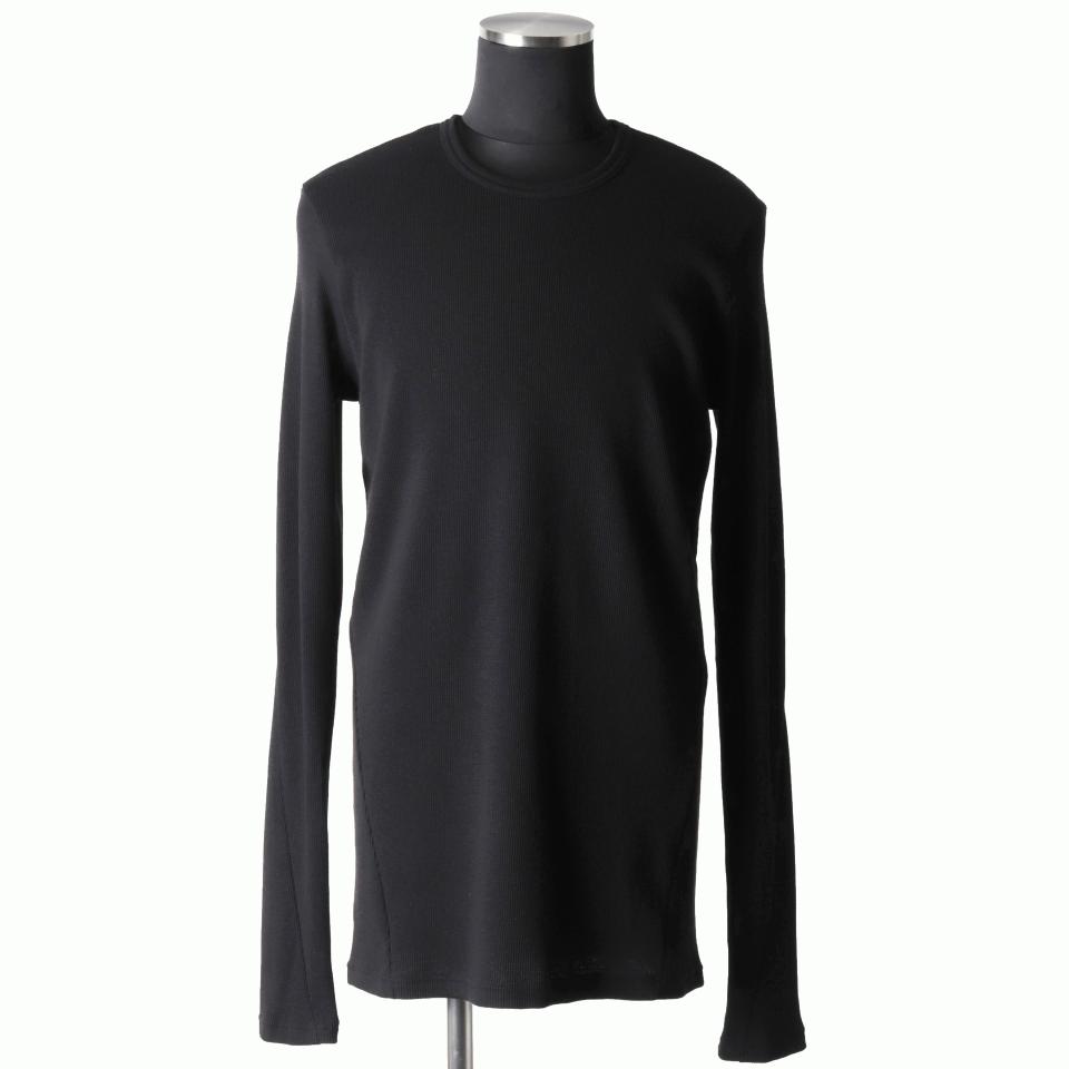 Back-Printed Waffle Jersey Long Sleeve BLACK