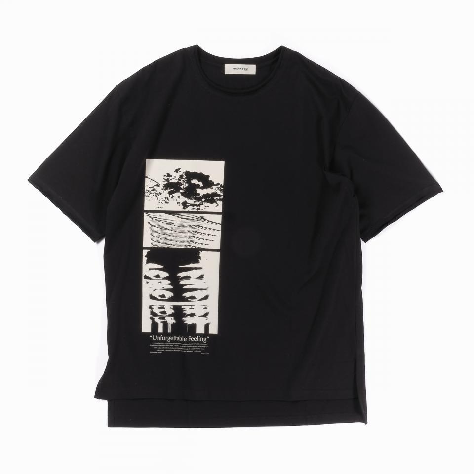 GRAPHIC T-SHIRT "UNFORGETTABLE FEELING"　BLACK