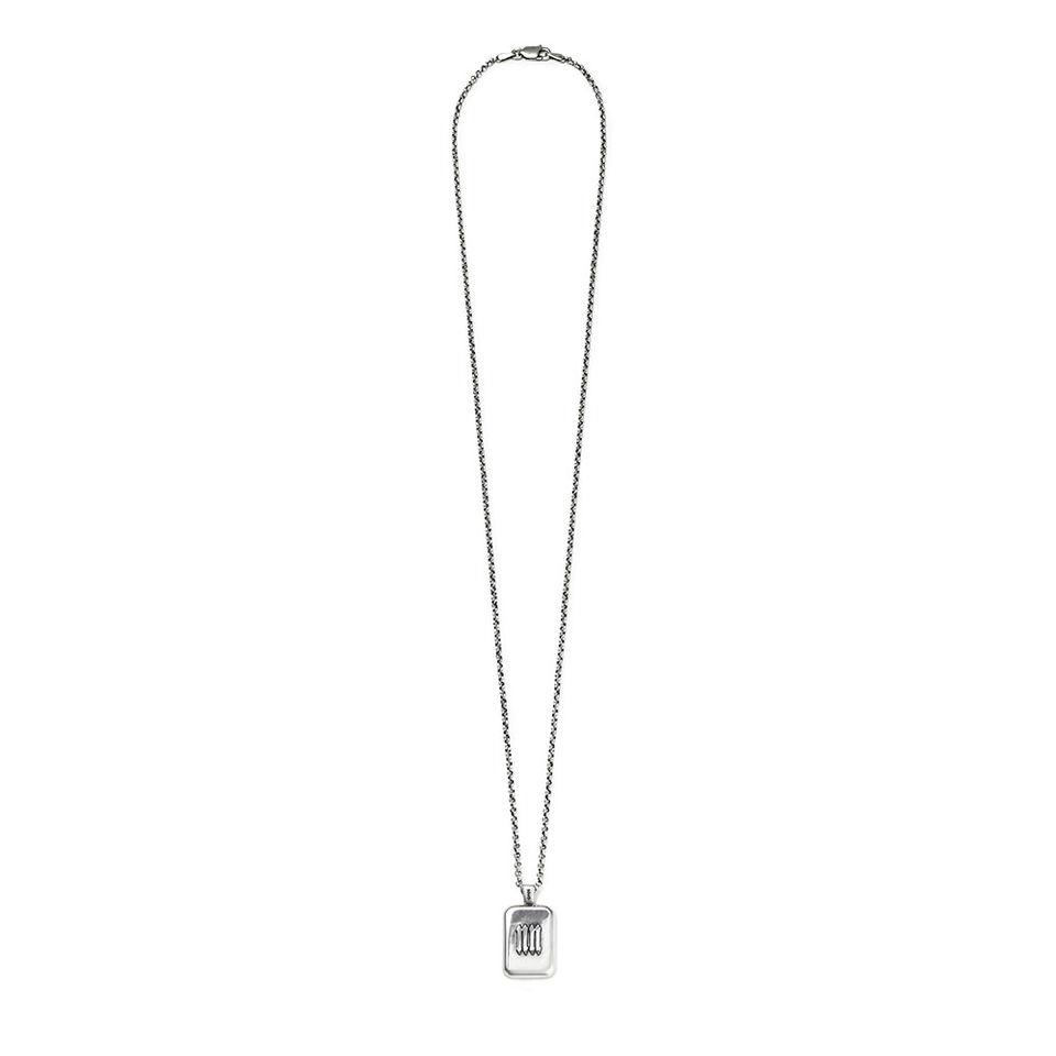 INITIAL SQUARE NECKLACE / SV 61cm